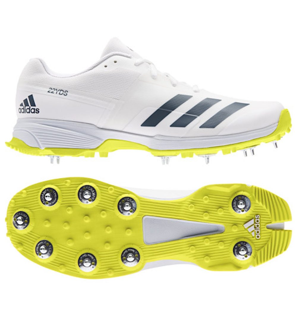 Adidas 22YDS White Yellow Cricket Shoes