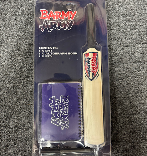 Barmy Army Autograph Bat Set