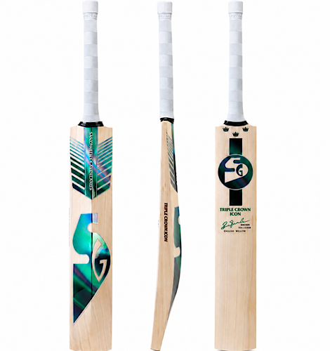 SG Triple Crown Icon Cricket Bat 2026 front side and back views